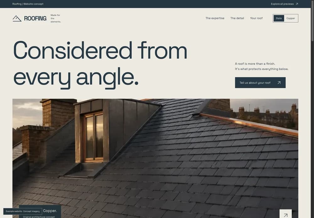 Roofing website design preview